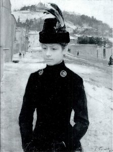 雪に覆われた風景の中のナンシーの少女n：n